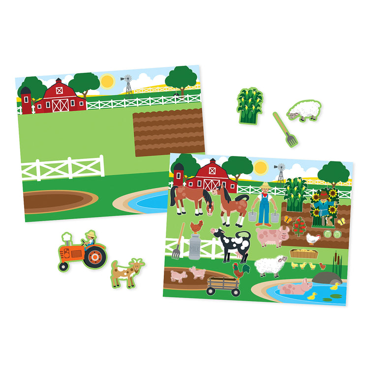 An assembled or decorated The Melissa & Doug Reusable Sticker Pads Set: Habitats, Vehicles, Town: 115 Stickers