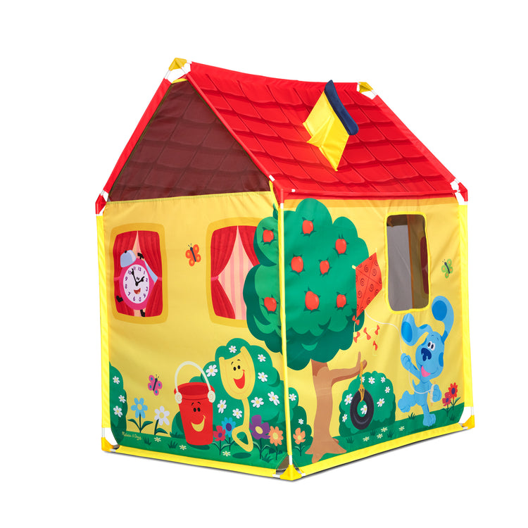 An assembled or decorated The Melissa & Doug Blue's Clues & You! Blue's House Play Tent