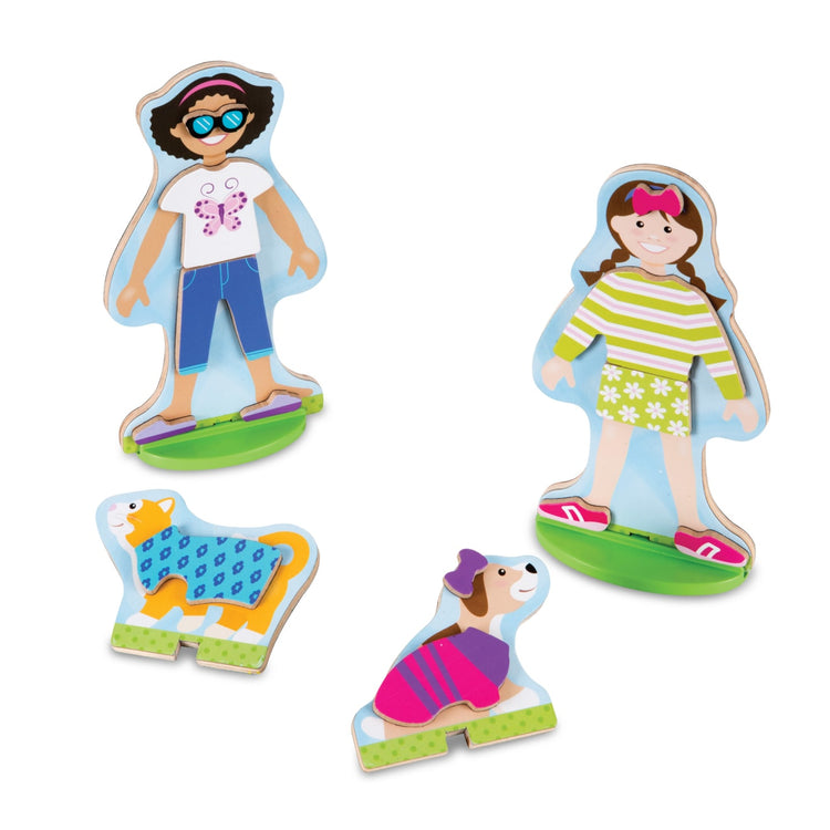 Melissa & Doug Abby And Emma Deluxe Magnetic Wooden Dress-up Dolls