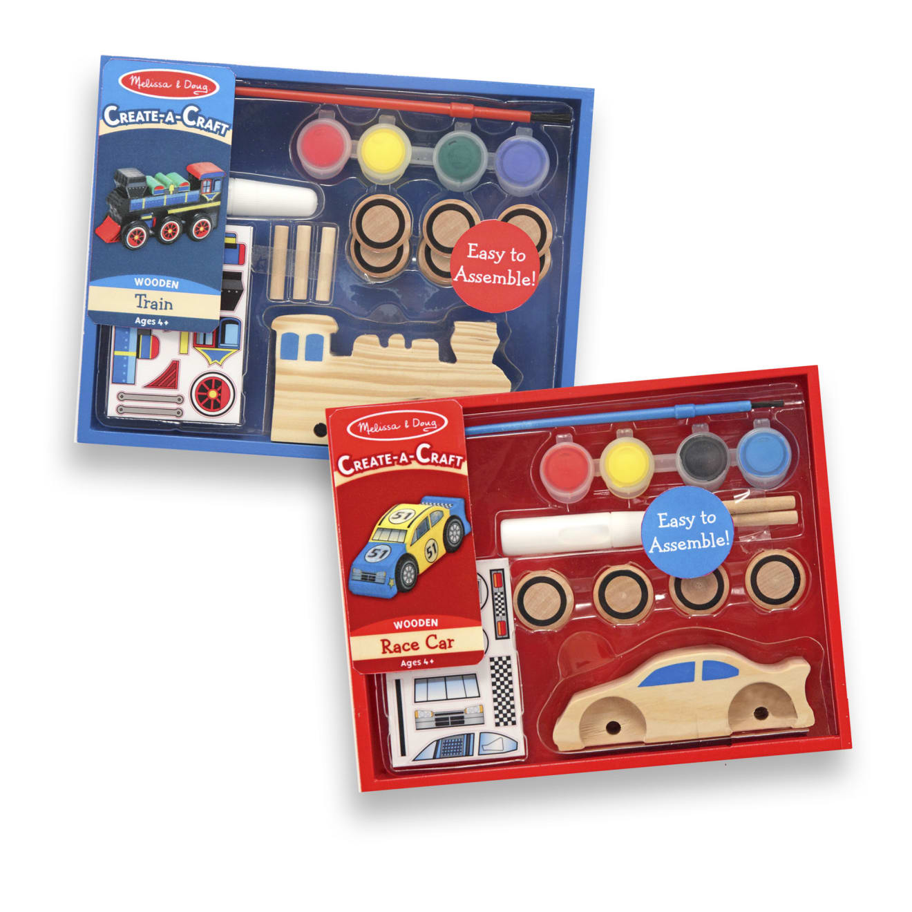 Decorate-Your-Own Wooden Train and Race Car Craft Kit