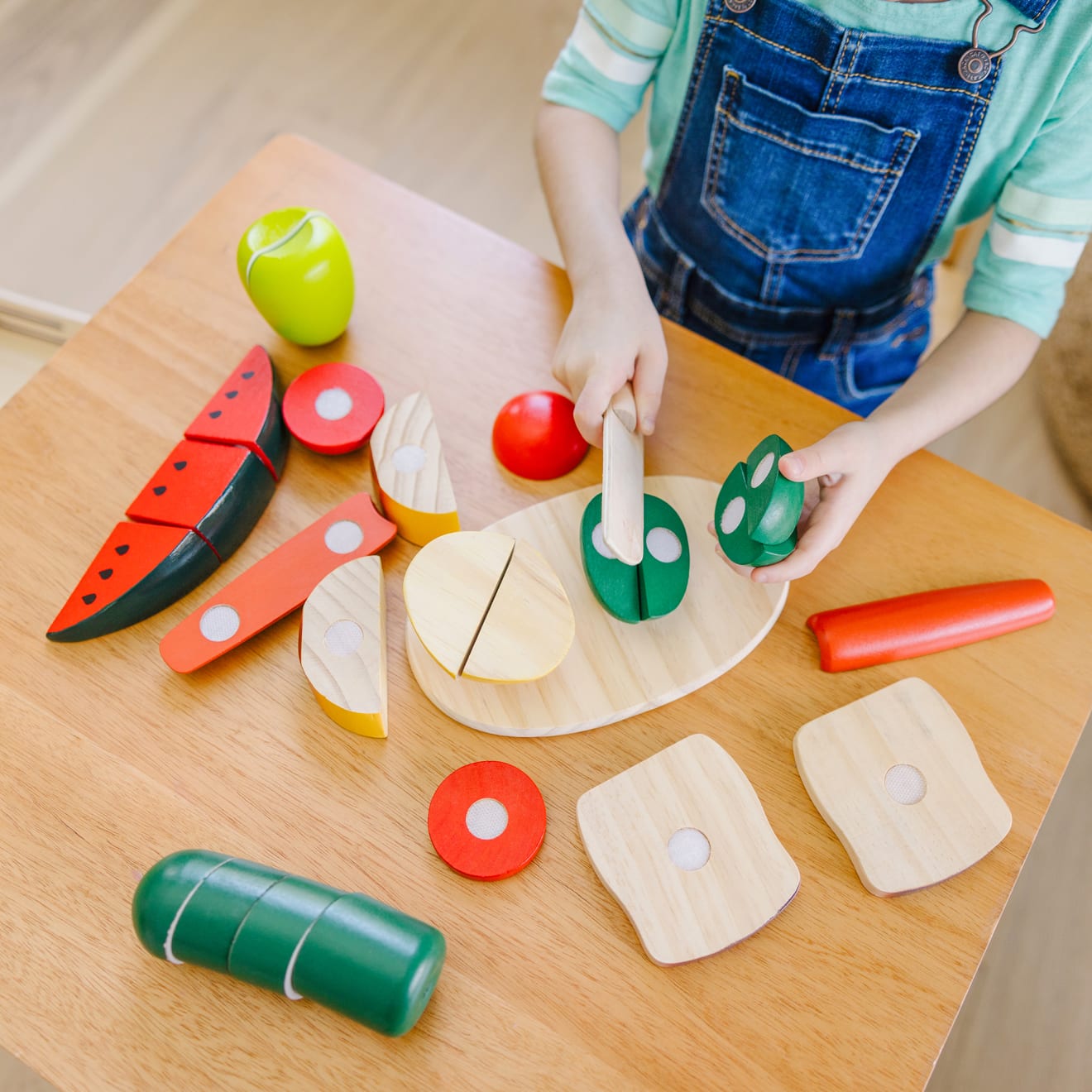 Wooden cut and play food sale set