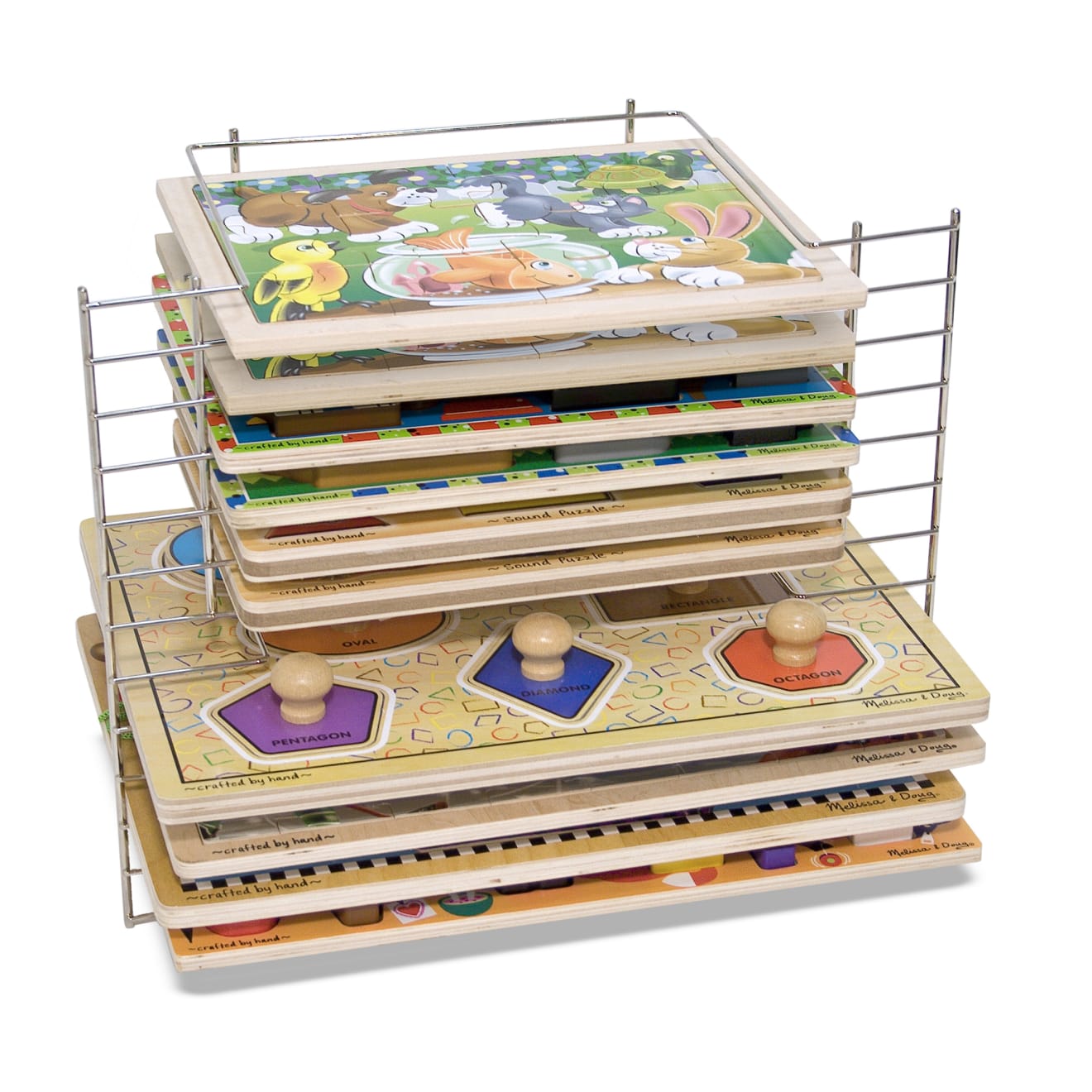 Deluxe Wire Puzzle Rack-Melissa & Doug Product, Holds 12 Wooden Puzzles,  New