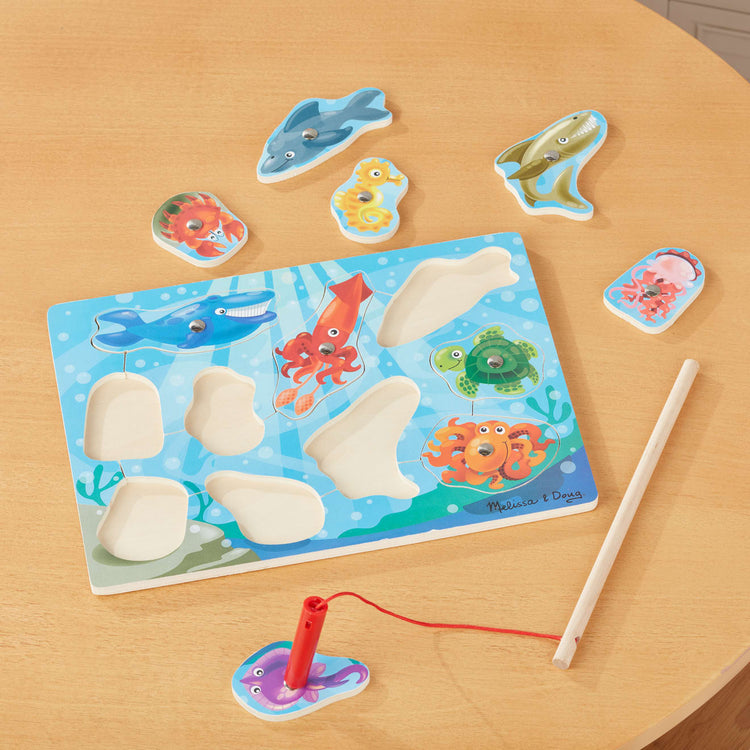 TOWO Wooden Fishing Game-Magnetic Fishing Puzzles with Numbers Jigsaw  Puzzle- Sea Creatures Kids Fishing Game Educational Toys for 3 Years Old  Math