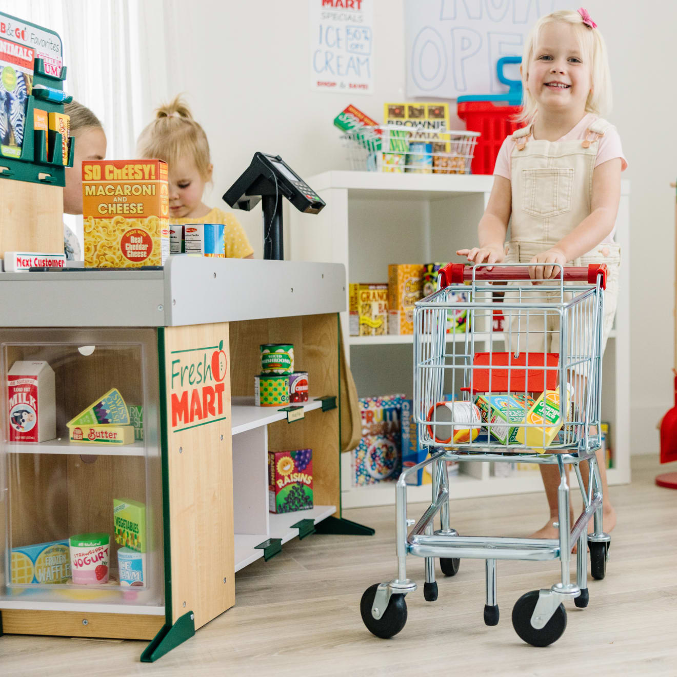 Melissa and doug cheap shopping cart with food