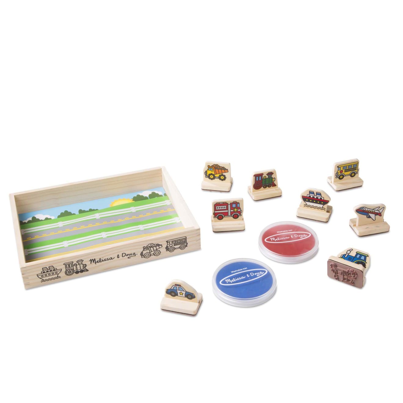 Melissa and doug sales vehicle stamp set