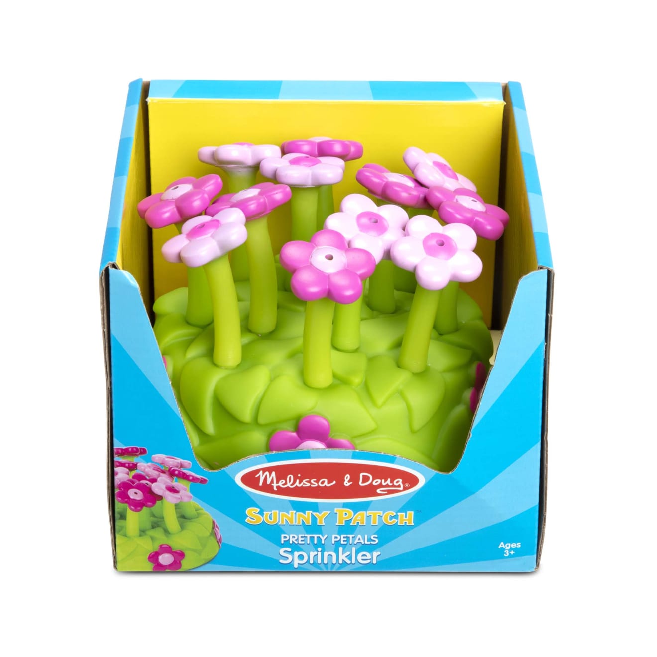 Melissa & doug sunny patch pretty petals flower sprinkler toy hot sale with hose attachment