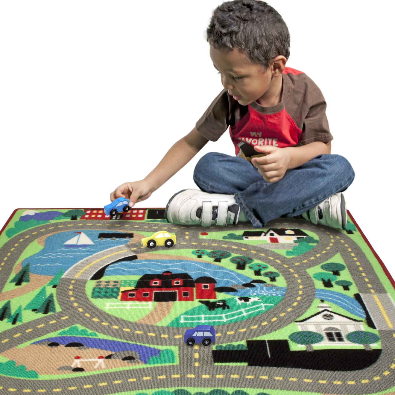 Round the Town Road Rug Car Set Melissa Doug