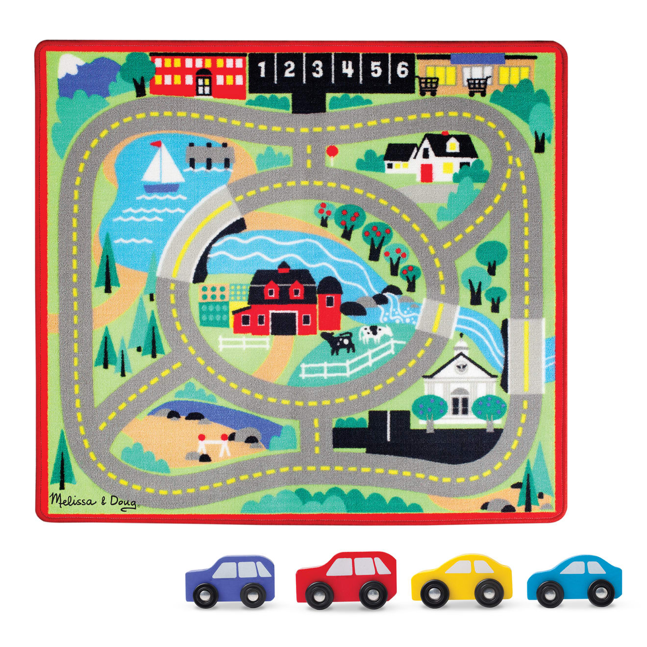 Round the Town Road Rug Car Set Melissa Doug