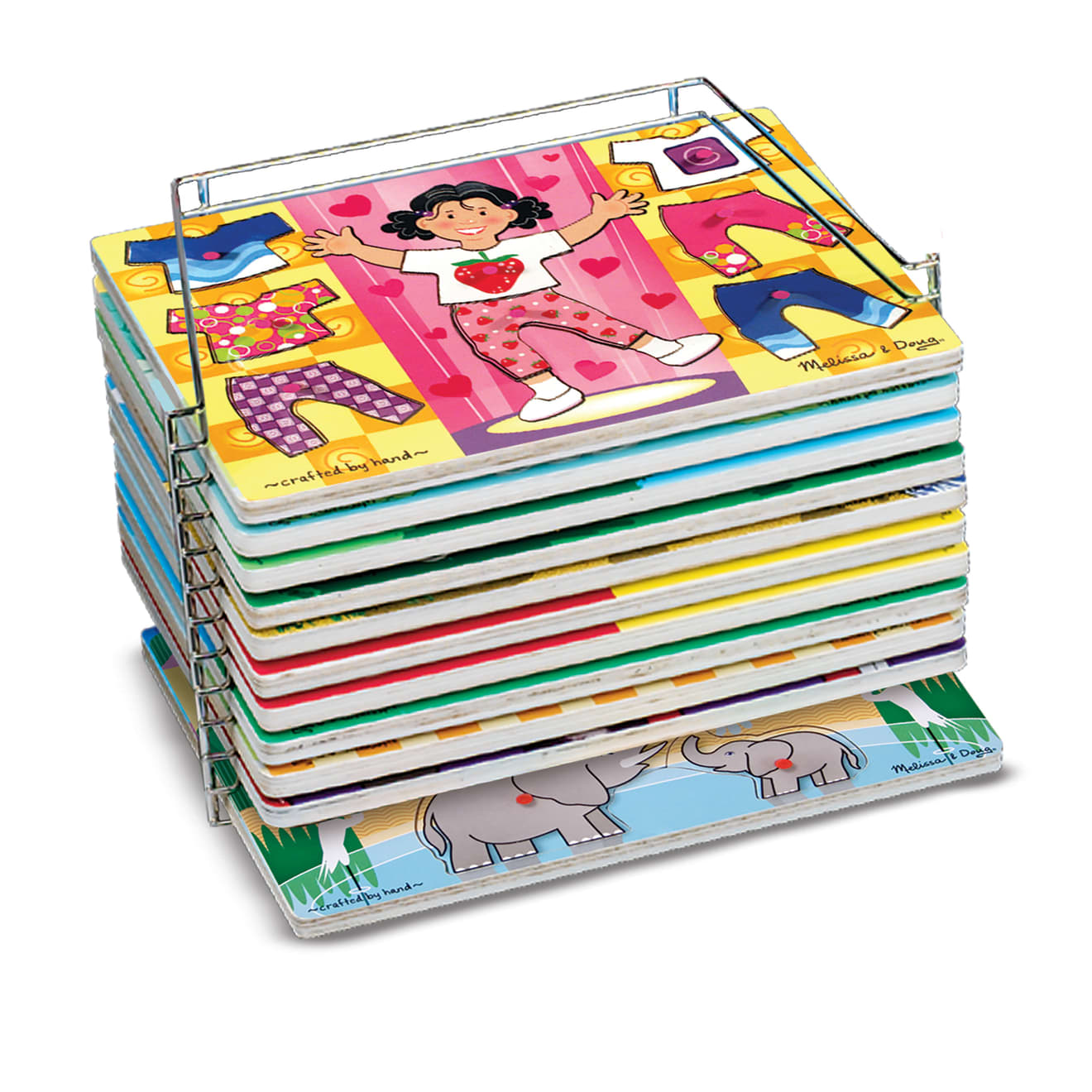 Mellissa & Doug Wooden Puzzle Bundle with Deluxe Rack store