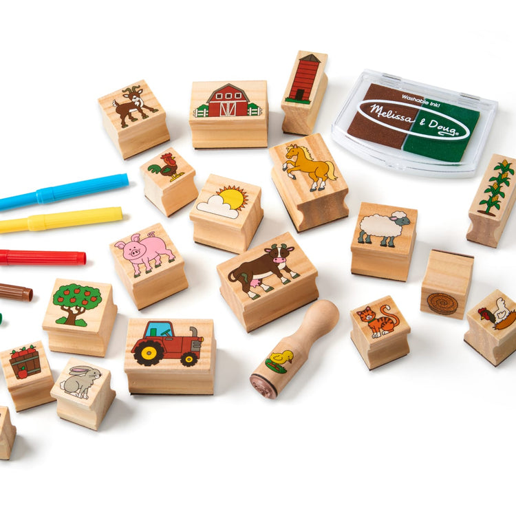 Wooden Stamp Kit Town Theme Stamps Sets For Kids Arts And Crafts