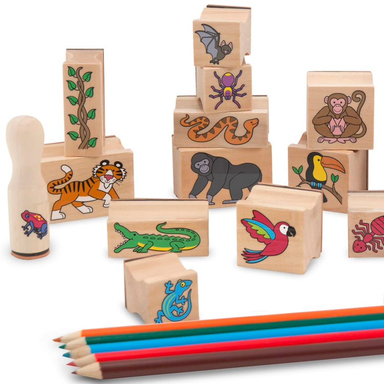 Jungle Stamp Set, Jungle Craft Set, Kids Craft Set, Animal Rubber Stamps,  Stamp Gift Set, Jungle Rubber Stamps 