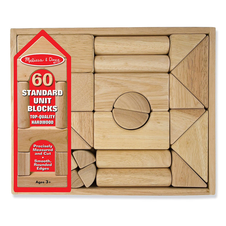 Wooden Blocks - 100 PC Wood Building Block Set with Carrying Bag and Container