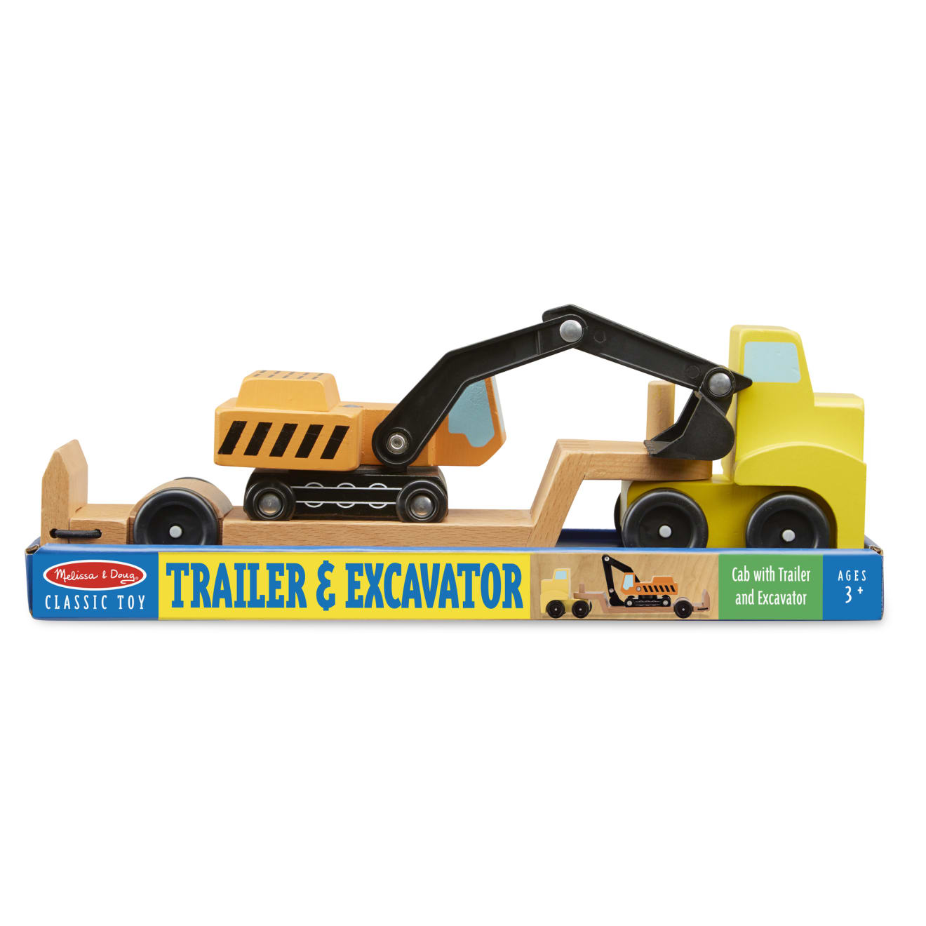 Trailer Excavator Wooden Vehicles Play Set