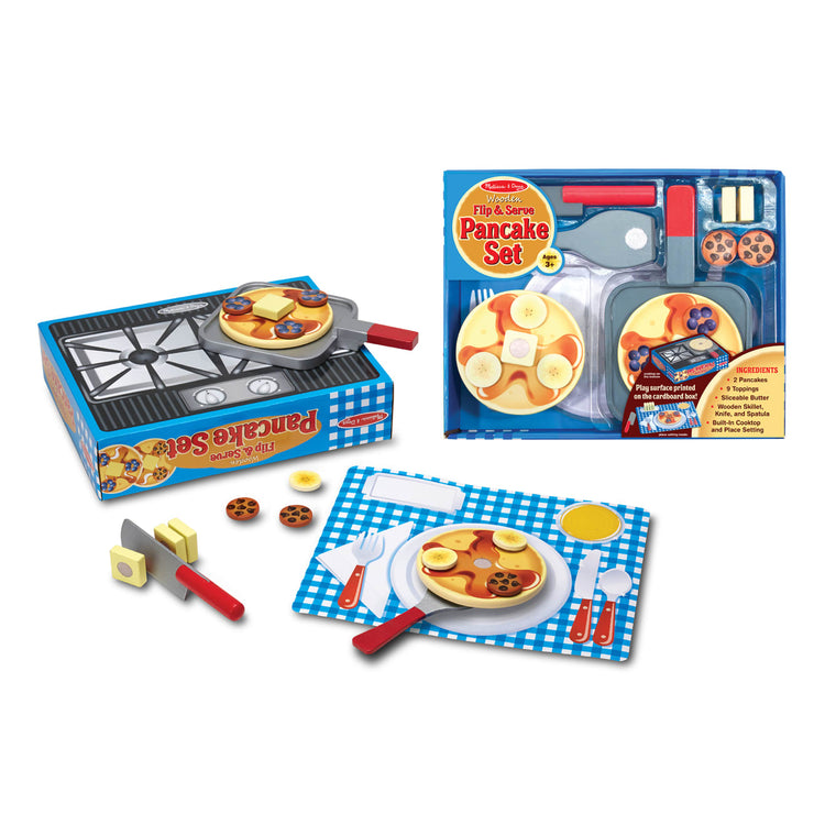 Melissa & Doug Wooden Flip & Serve Toy Pancake Set