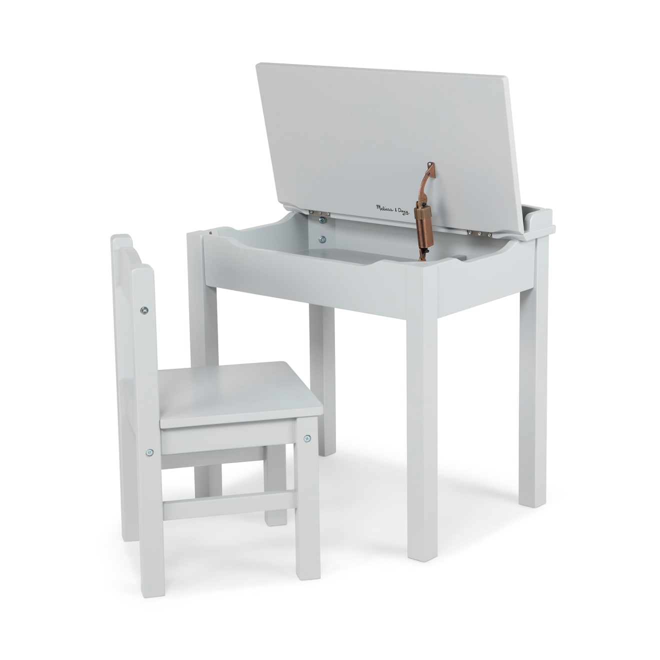 Child's Lift-Top Desk & Chair - Gray- Melissa and Doug