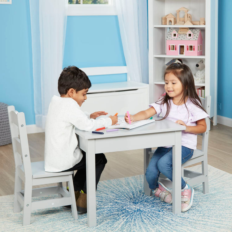 Melissa & Doug Wooden 3-Piece Table & Chairs Set | Quill