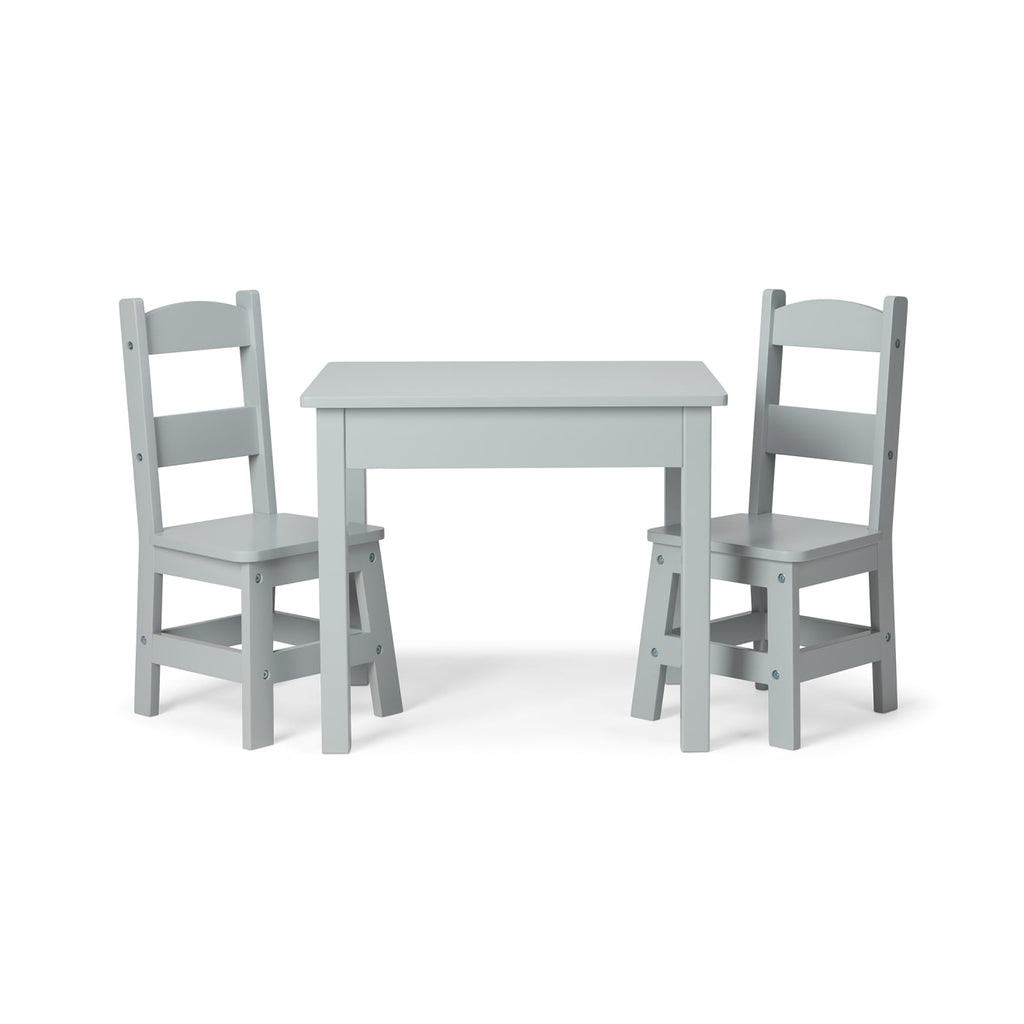 Wooden Table and 2 Chairs Gray Melissa Doug