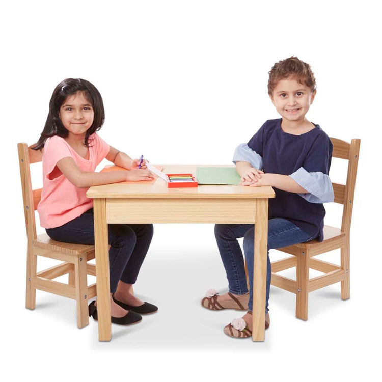 Melissa & Doug® Wooden Table & Chairs Set - Gray, 3 pc - Harris Teeter